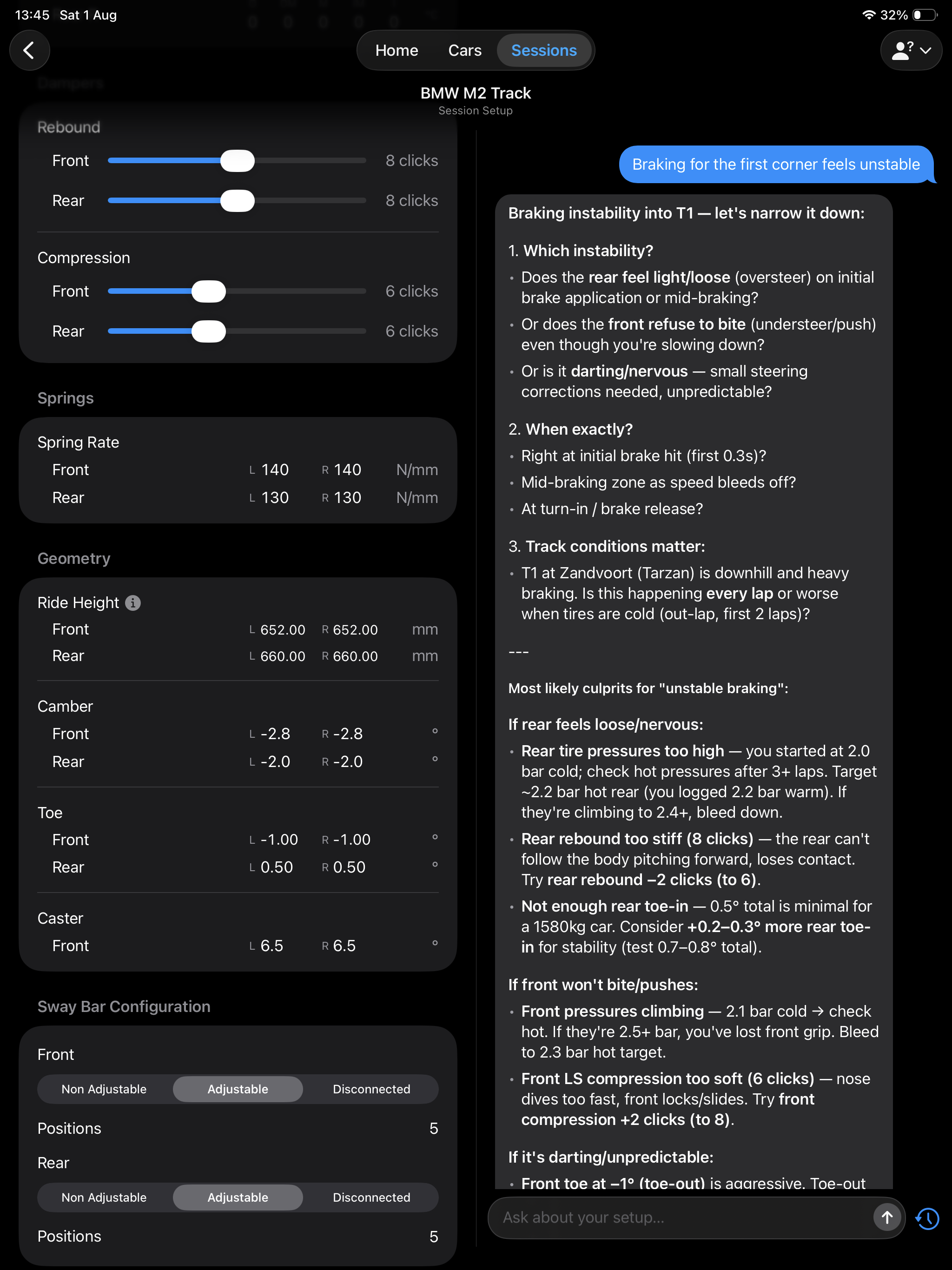 iPad split view: session setup beside Ask an Engineer