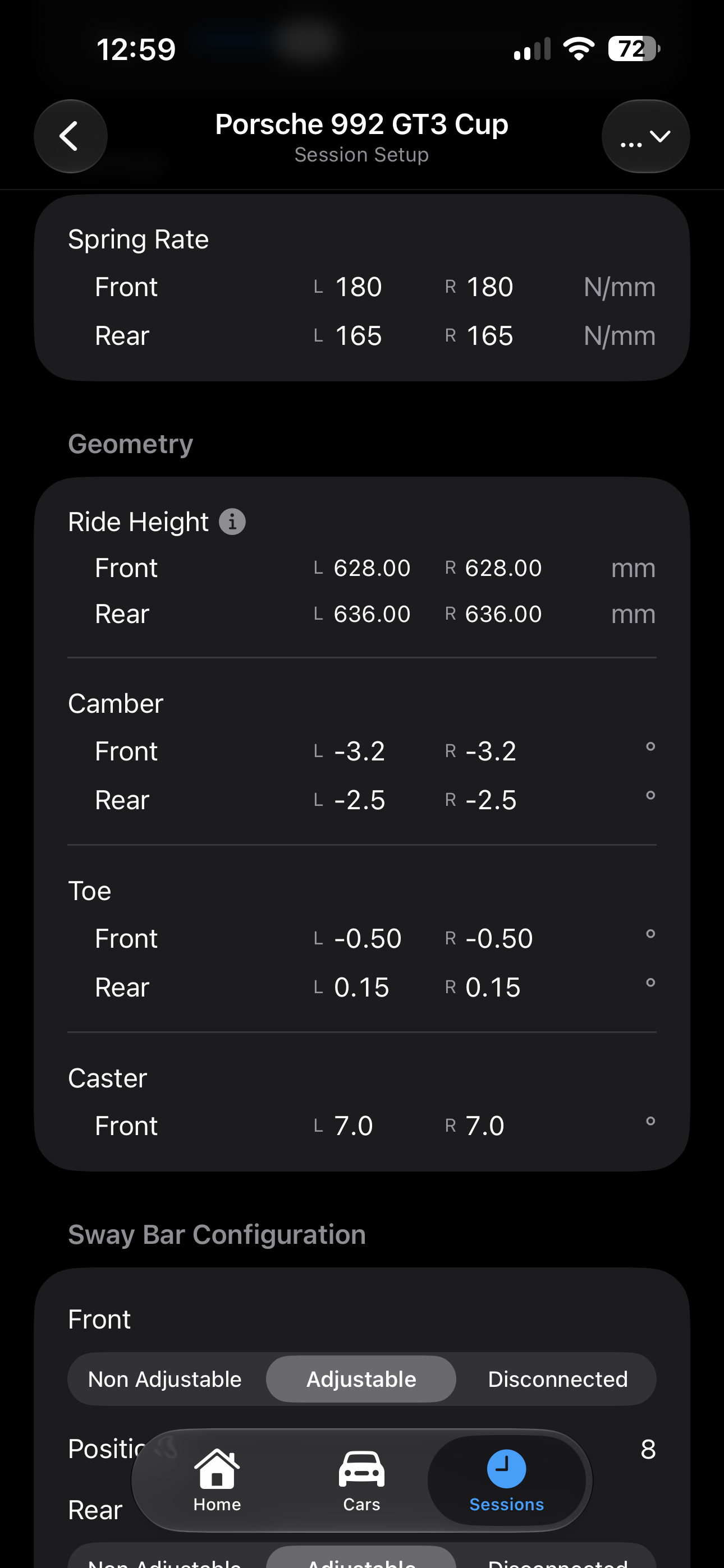 Professional geometry and spring-rate fields on iPhone